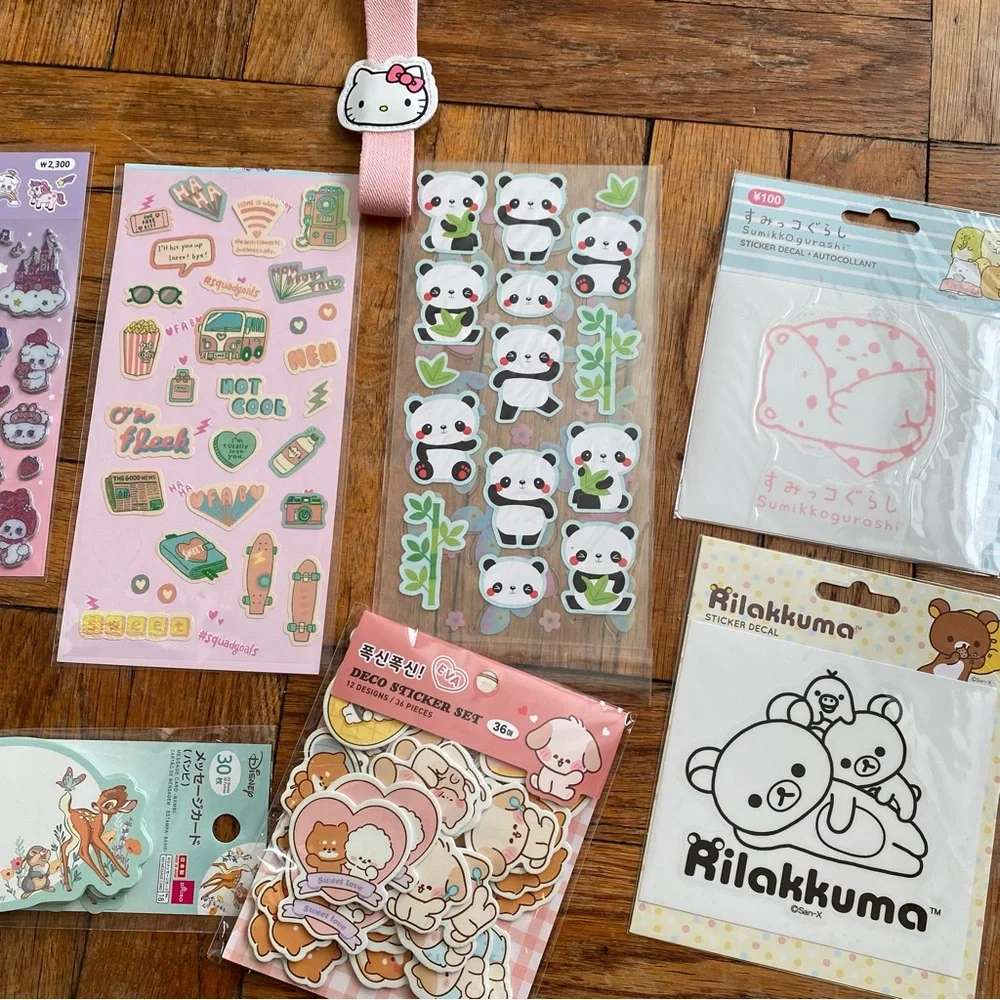 Kawaii Assortment of Stickers, Notecards and Hello Kitty Elastic Book Band